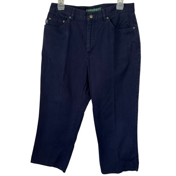 2/$15 Ralph Lauren Jeans Classic Fit Twill Capri Navy Blue High Waist Size 8 - Picture 2 of 9